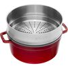 La Cocotte, 26 cm round Cast iron Cocotte with steamer cherry, small 2