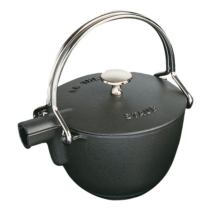 Cast Iron, 1.2 qt, Round, Tea Kettle, Black Matte, large 1