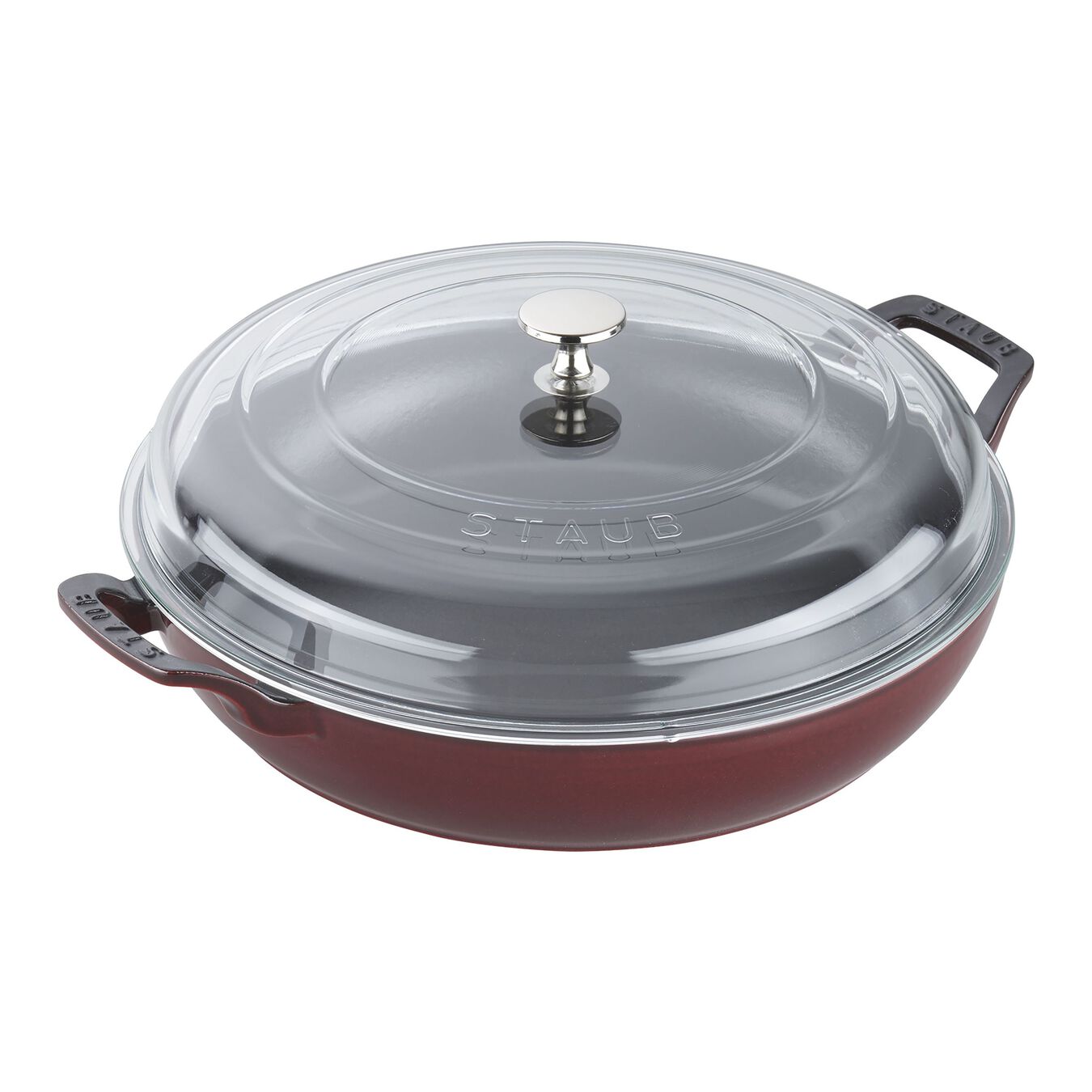 3.5 l cast iron round Saute pan with glass lid, grenadine-red - Visual Imperfections,,large 1