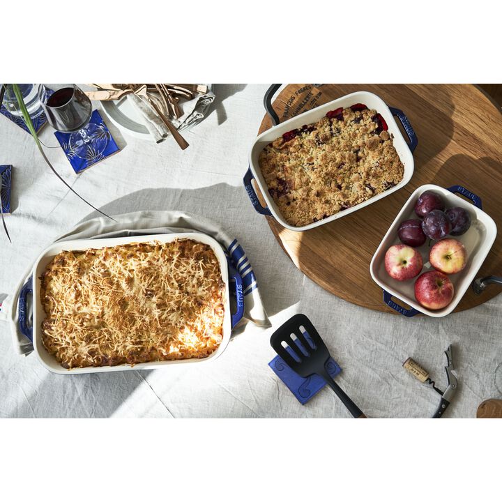 Stoneware, 3-pc, Rectangular Baking Dish Set, dark blue, large 2
