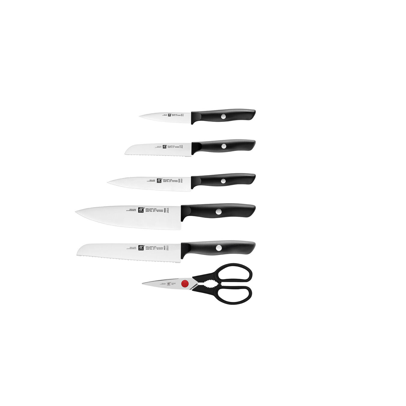 Set di coltelli con ceppo con sistema autoaffilante - 7-pz., marrone-nero,,large 2