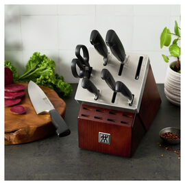 8-pc, Self-Sharpening Knife Block Set, brown