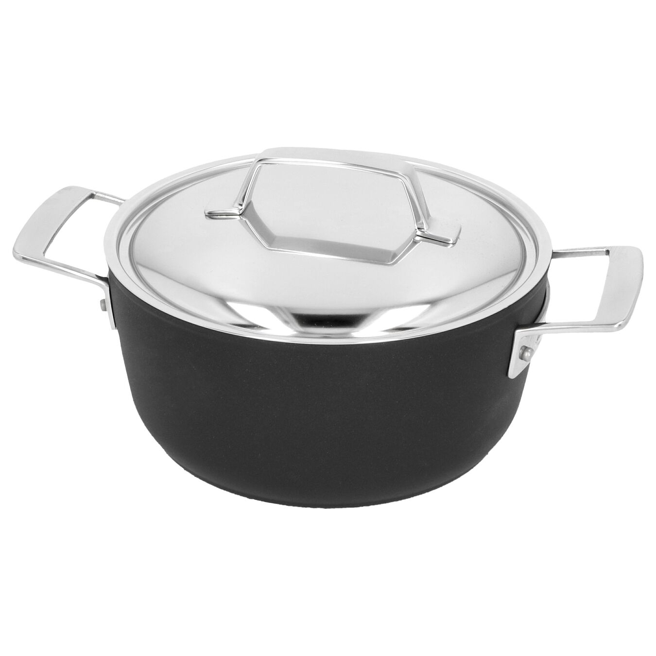 20 cm Aluminium Stew pot with lid black,,large 2