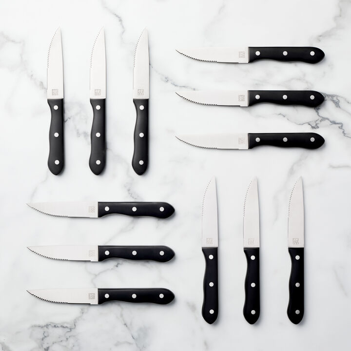 12-pc, Serrated Steak Knife Set With Black ABS Handle, large 2
