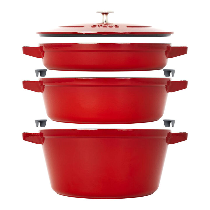 Cast Iron, 4-pc Stackable Set, Cherry, Cast Iron , large 1