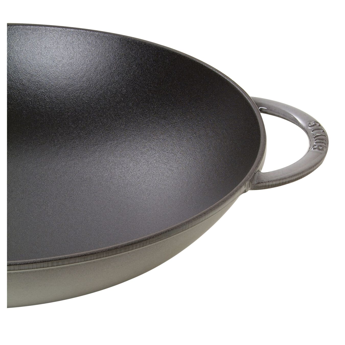 37 cm Cast iron Wok with glass lid graphite-grey,,large 2