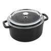 3.8 l cast iron round Cocotte with glass lid, black,,large