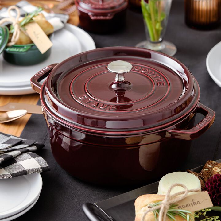 Cast Iron, 7 qt, Round, Dutch Oven, Grenadine, large 2