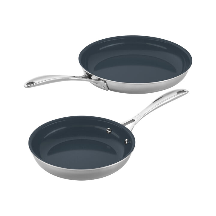 Clad CFX, 2-pc, Stainless Steel, Ceramic Coating, Non-stick, Frying Pan Set, large 1