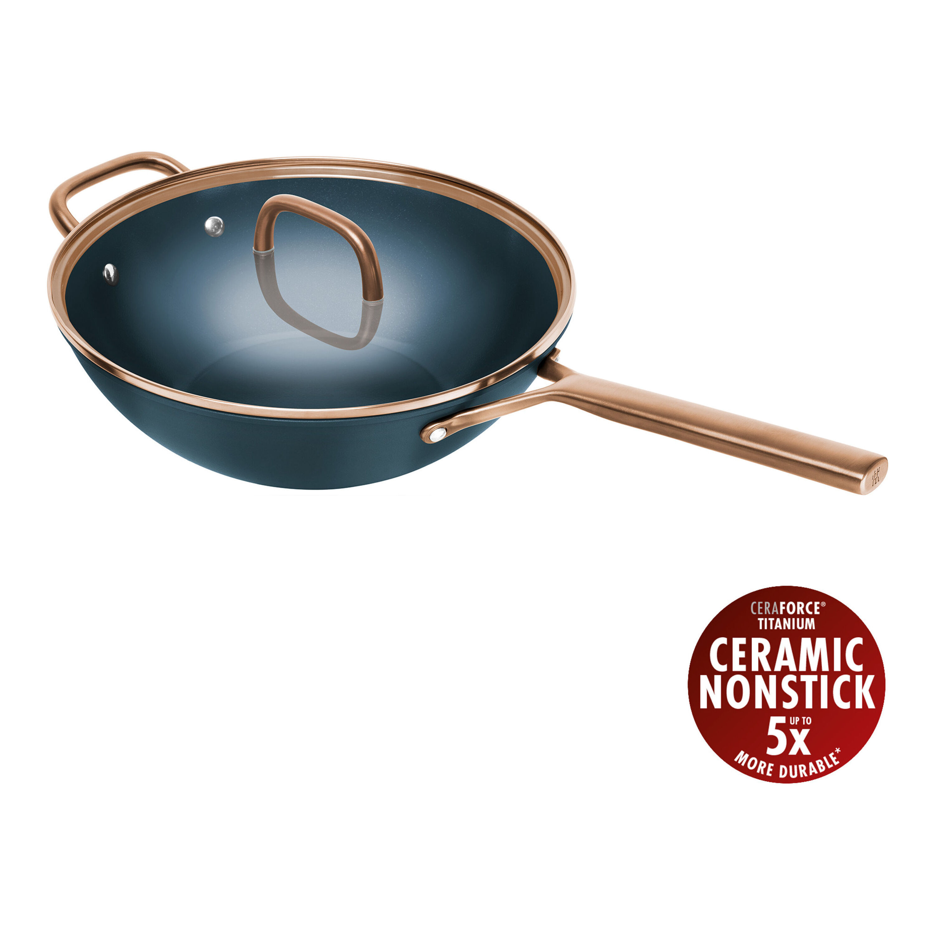 Zwilling Blue Milano 30 Cm Aluminium Wok With Glass Lid