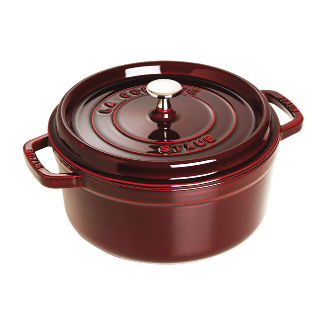 5.5 qt, Round, Cast Iron, Dutch Oven, Grenadine