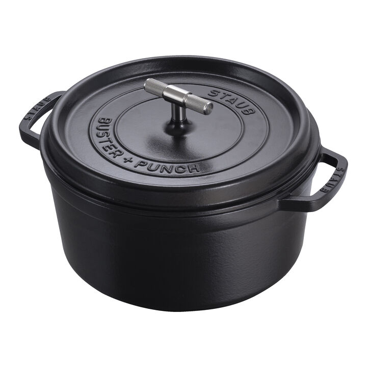 Cast Iron, 7 qt, Round, Dutch Oven Buster And Punch, Black Matte, large 3