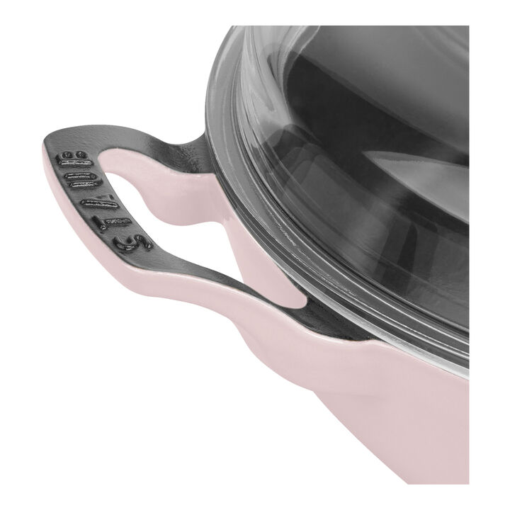 Braisers, 30 cm round Cast iron Saute pan with glass lid sorbet rose, large 3
