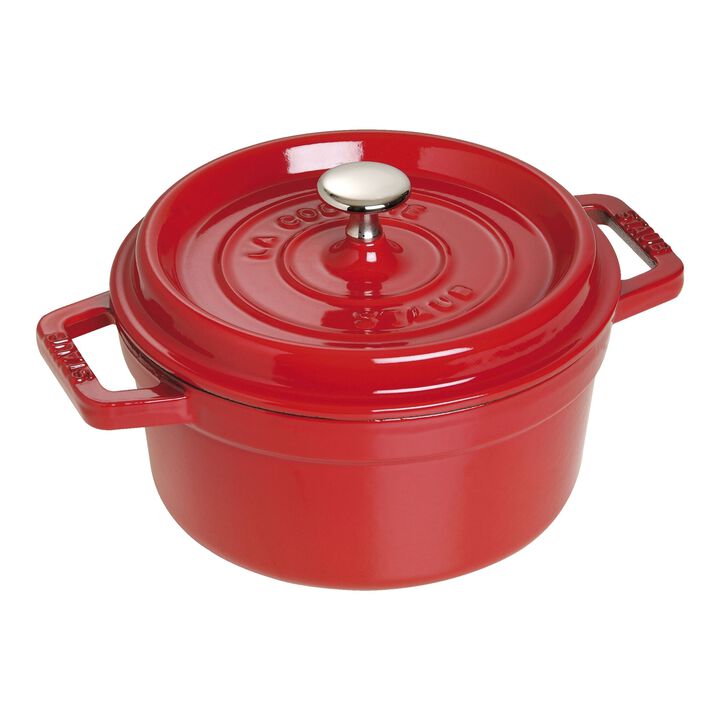 Cast Iron, 2.75 qt, Round, Dutch Oven, Cherry, large 1