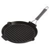 27 cm round Cast iron Grill pan with pouring spout black,,large