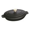  cast iron oval Oven dish with lid, black,,large