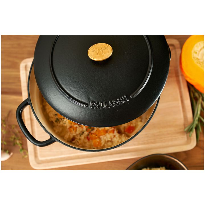 ベラモンテ, 鋳物ほうろう鍋 22 cm, ラウンド, ブラック, 鋳鉄, large 4
