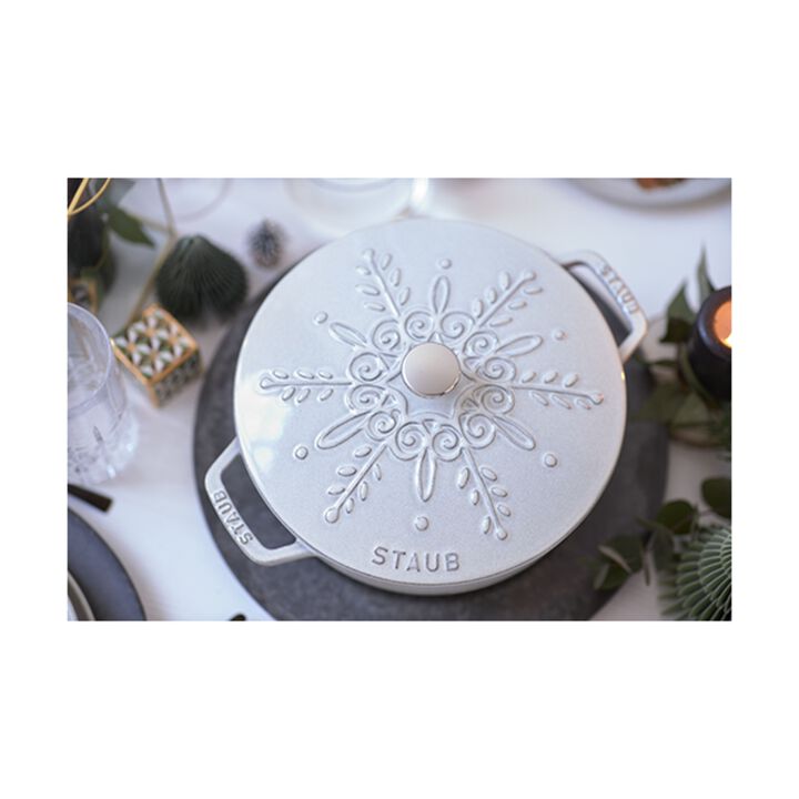 La Cocotte, 24 cm, Stekgryta Snöflinga, White Truffle, large 2