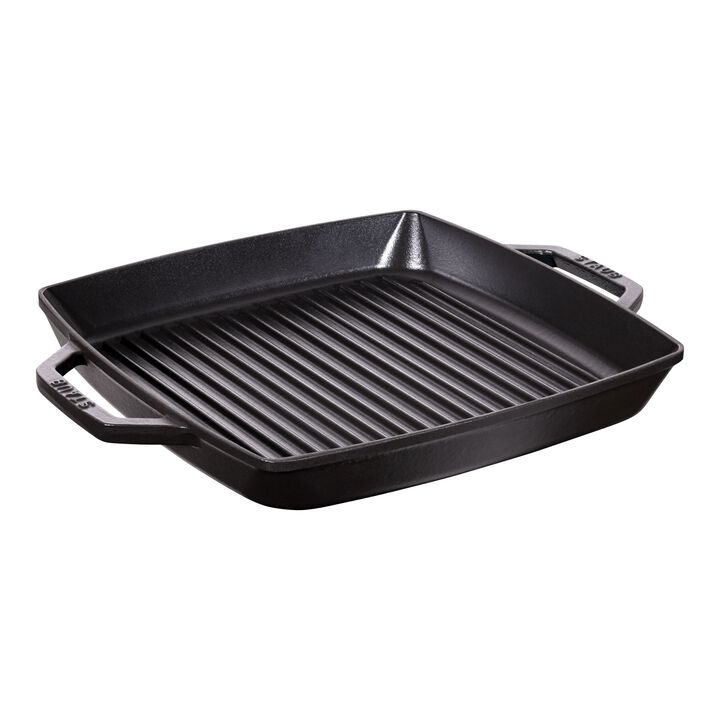 Grill Pans, Bistecchiera quadrata - 33 cm, Nera, large 1
