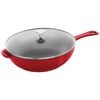 26 cm / 10 inch cast iron DAILY PAN WITH GLASS LID, cherry,,large
