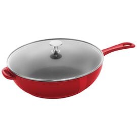 Staub Pans, 26 cm / 10 inch cast iron DAILY PAN WITH GLASS LID, cherry