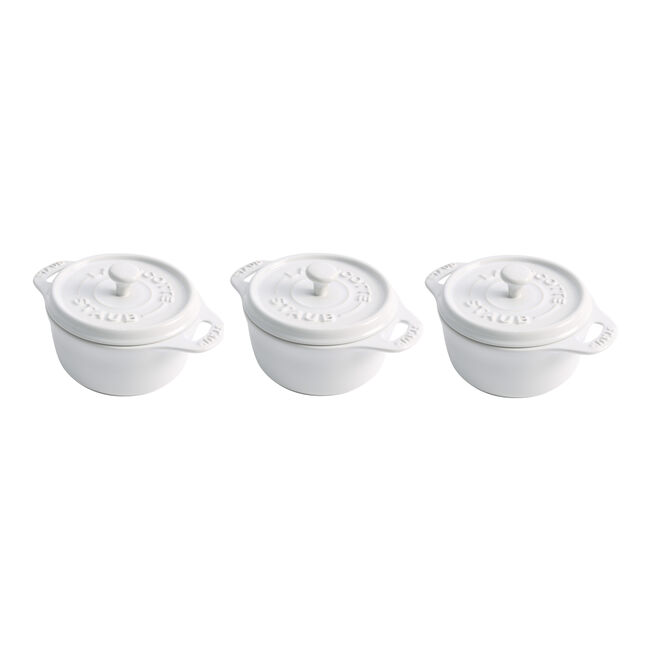 3-pc, Mini Round Dutch Oven Set, white