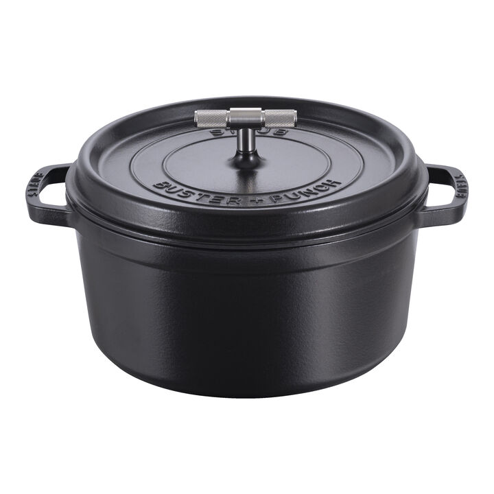 Cast Iron, 7 qt, Round, Dutch Oven Buster And Punch, Black Matte, large 4