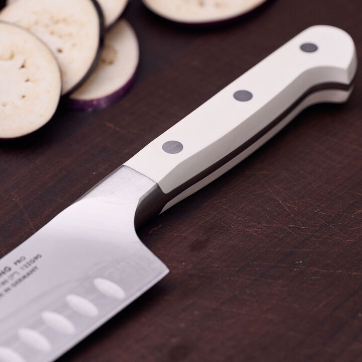 Pro le blanc, 7-inch, Hollow Edge Slim Santoku Knife, large 4