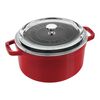 3.8 l cast iron round Cocotte with glass lid, cherry,,large