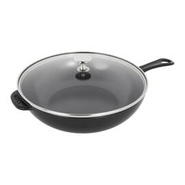 Staub Cast Iron - Fry Pans/ Skillets, 10-inch, Daily pan with glass lid, black matte
