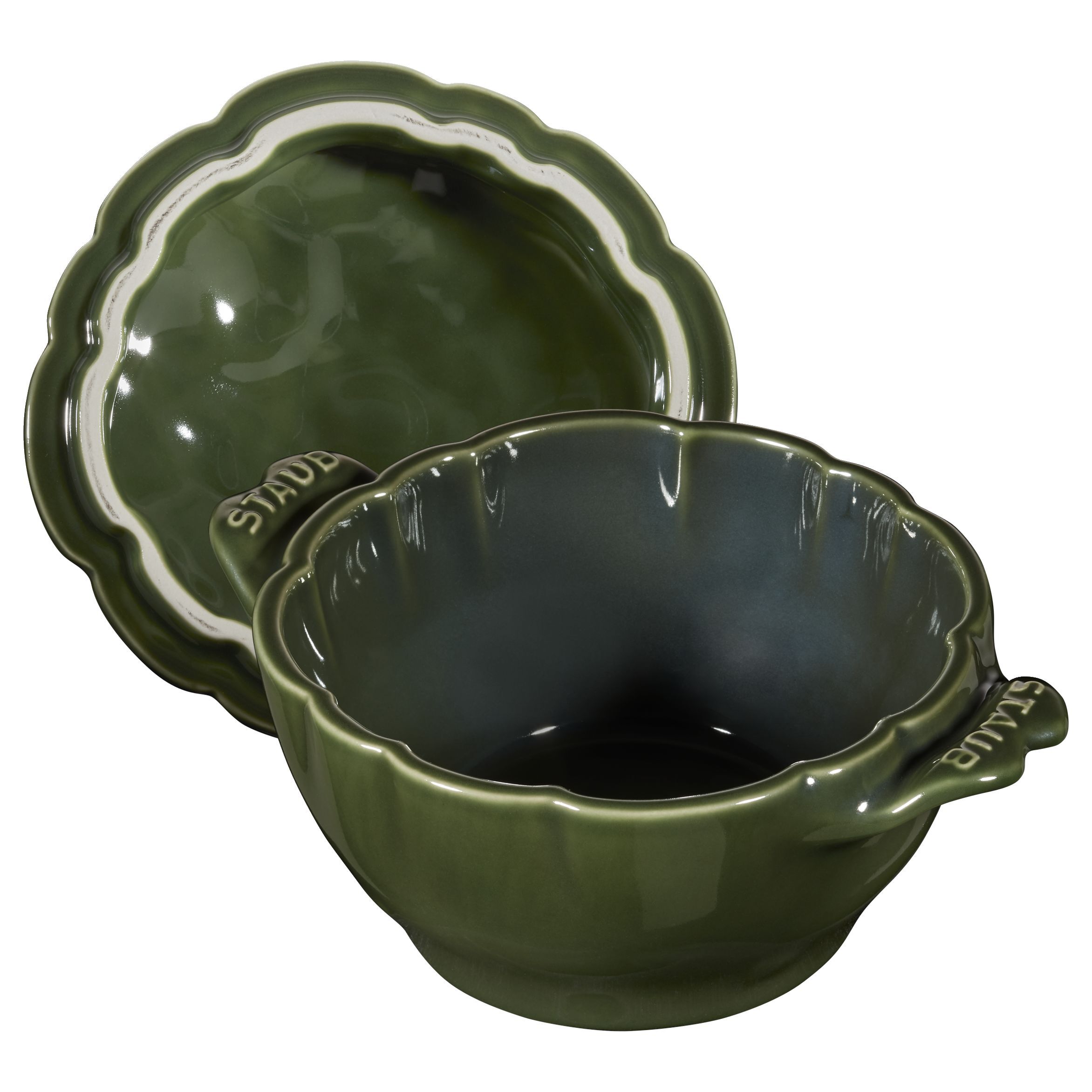 Dust Ceramic Mini Oval Cocotte Basil Green 11 cm Loaf Tin Souflee-form 