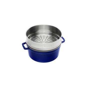 Döküm Tencere Buharlı Pişirici ile | Koyu Mavi | 26 cm | 5,25 l | yuvarlak,,large 2