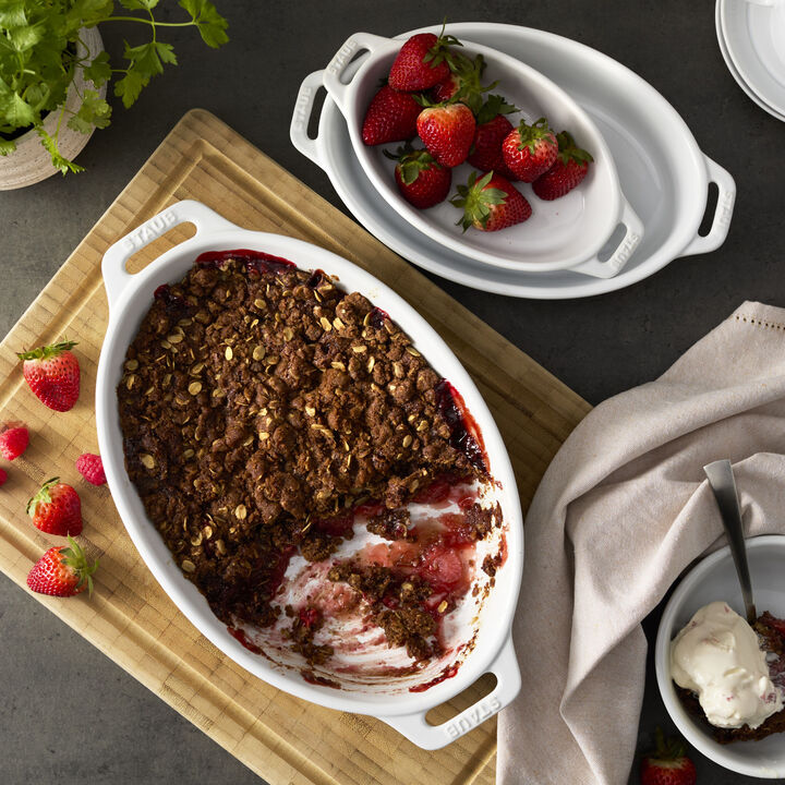 Stoneware, 3-pc, Oval, Bakeware Set, White, large 4