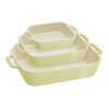 Ceramique, Rectangular Baking Dish Set Macaron light green 3 Piece, small 1