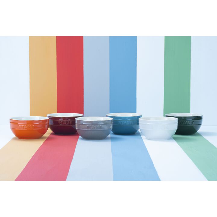 Ceramique, 14 cm / 6 Piece ceramic large rainbow multi-colour large bowl set, mixed Colours, large 2