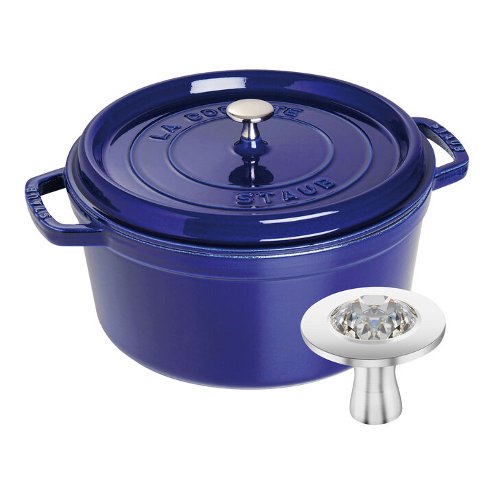 Cocotte och Swarovski-knopp - 28 cm, Mörkblå, large 1