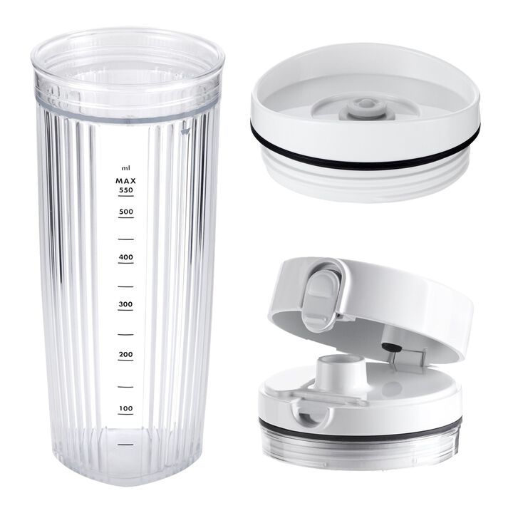 Enfinigy, Personal Blender Jar With Drinking Lid And Vacuum Lid - White, large 1