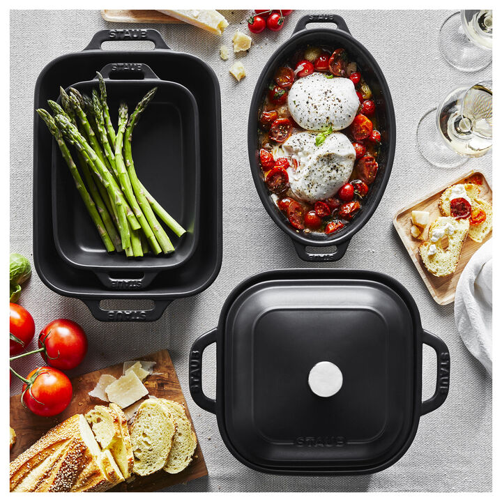 Stoneware, 5-pc, Mixed Baking Dish Set, black matte, large 3