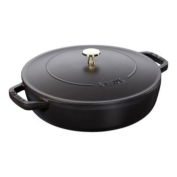 3.25 l cast iron round Saute pan, black,,large 1