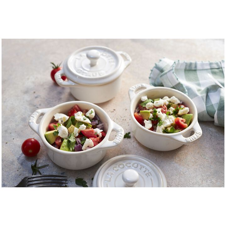 Ceramique, Cocotte Set 4-tlg, rund, Elfenbein-Weiß, Keramik, large 3