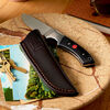 Outdoor, 3.5-inch, Hunting Knife With Leather Sheath, Matte Black Micarta, small 4