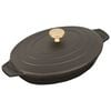  cast iron oval Oven dish with lid, black,,large