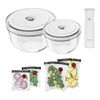 Fresh & Save BOWLS, 真空保存スターターセット, ガラス / M/L, 9-個, 透明-ホワイト, small 1