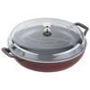 Braisers, 3.5 l cast iron round Saute pan with glass lid, grenadine-red - Visual Imperfections, small 1