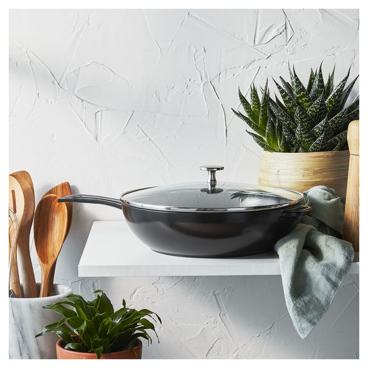 Cast Iron, 10-inch, Daily Pan With Glass Lid, Black Matte, large 3