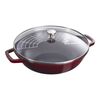 30 cm Cast iron Wok with glass lid grenadine-red,,large