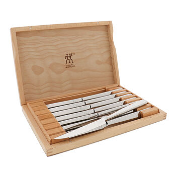 8-pc, Stainless Steel Steak Knife Set with Wood Presentation Case  ,,large 1