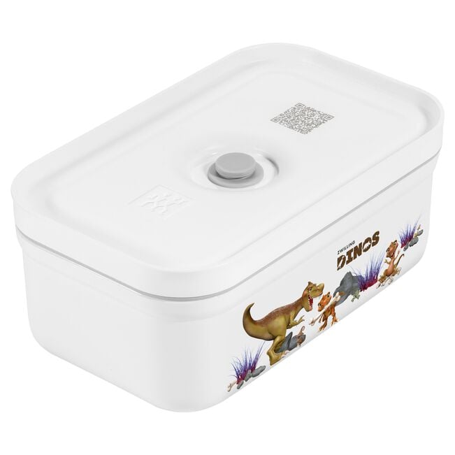 Vakuum Lunchbox DINOS M, Kunststoff, Weiß-grau