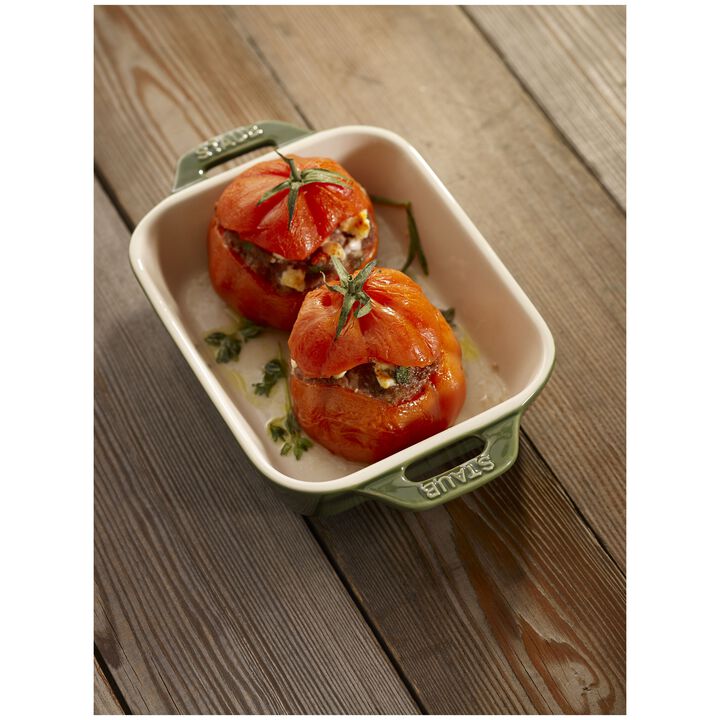 Ceramique, 14 x 11 cm rectangular ceramic Oven dish basil-green, large 2