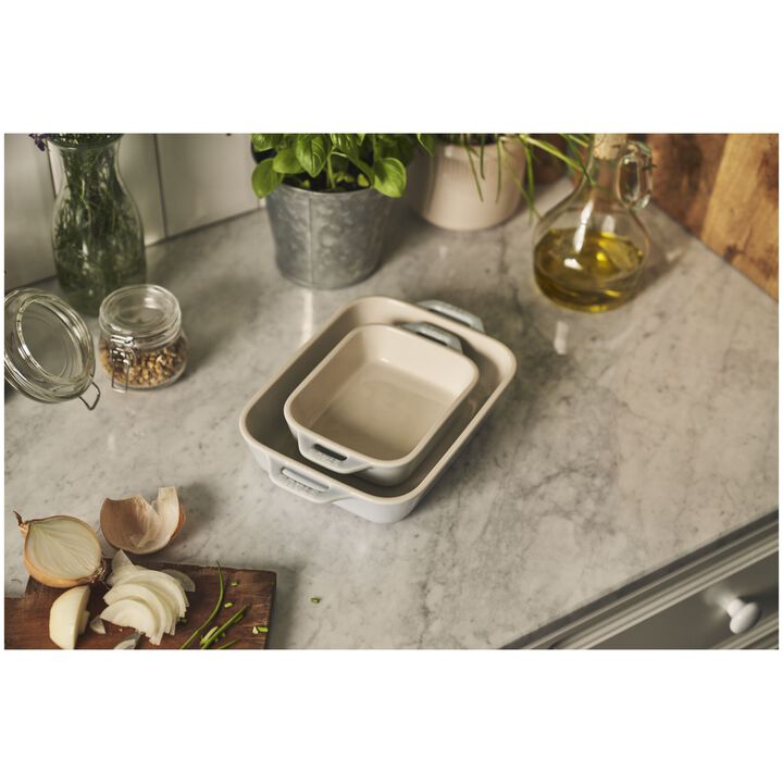 Ceramique, レクタンギュラーディッシュセット マカロンブルー 2-個, large 2